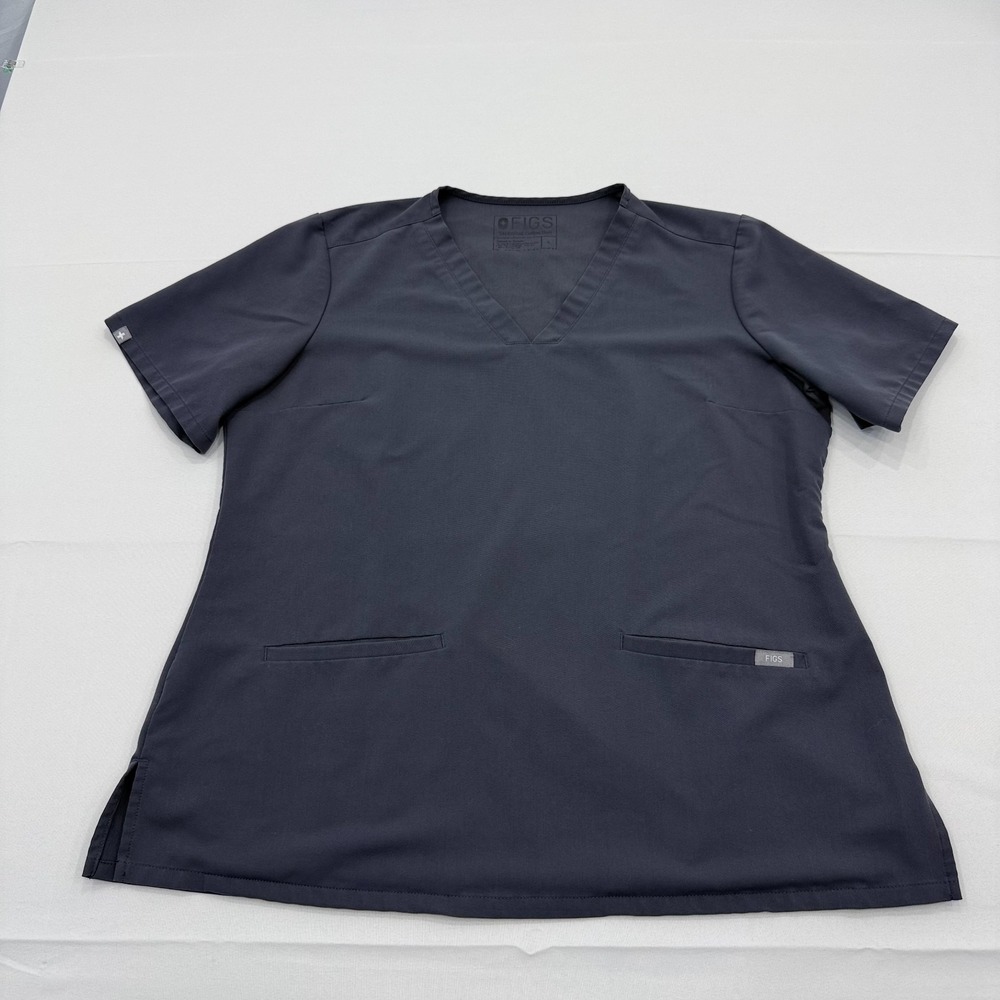 Figs Casma Three Pocket Scrub Top Womens Large Gray Technical‎ Collection FW1100